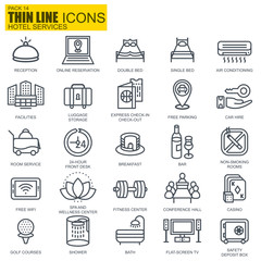 Poster - Thin line hotel services and booking icons