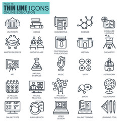 Aufkleber - Thin line education, online training icons