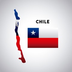 Poster - chile country map with colors of the flag. colorful design. vector illustration