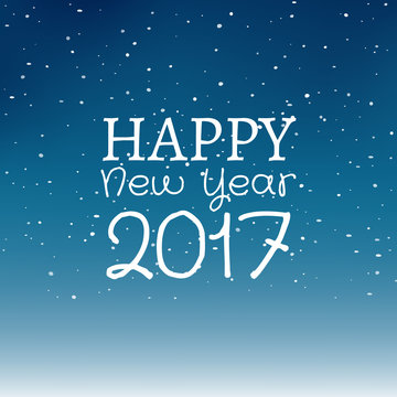 Happy New Year 2017 christmas decoration design typography. Greeting card design illustration. Holiday vector banner with snow