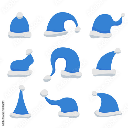 blue and white christmas hats