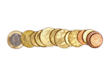 Wall Mural - Euro coins isolated on white