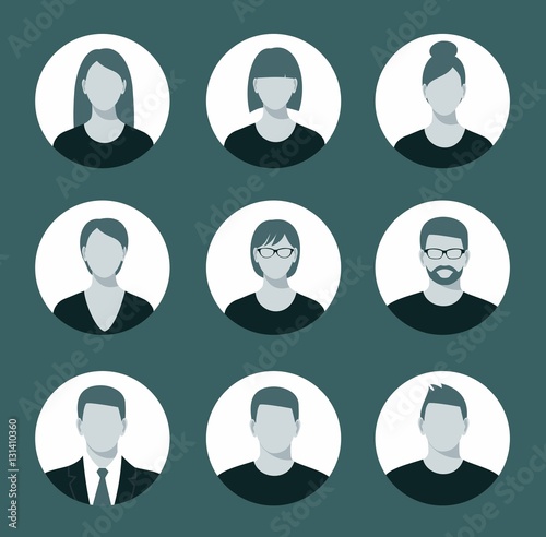 Fotografía Avatar profile icon set including male and female.