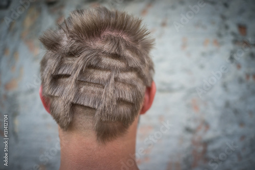 Fotografie, Obraz Young man closeup portrait with damaged hair