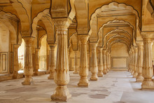 Sattais Katcheri Hall In Amber Fort Near Jaipur, Rajasthan, Indi