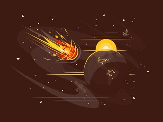 burning comet in space