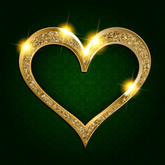 gold frame heart on a dark background