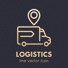 Wall Mural - Logistics icon in linear style, delivery, transportation symbol, vector illustration