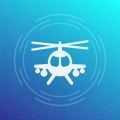 Poster - combat helicopter icon, vector pictogram