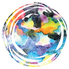 Wall Mural - watercolor galaxy background.
