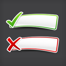003 Set Of Green And Red Check Mark Symbol And Blank Banner With