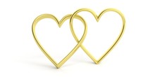 Joined Hearts On White Background. 3d Illustration