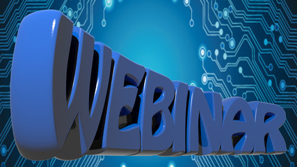 Poster - WEBINAR in blue on electronic circuit