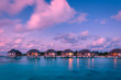 Wonderful twilight time at tropical beach resort in Maldives