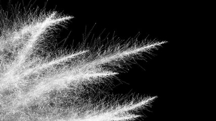 Poster - 3d rendering of particle trails. Particles move to the side and leave a sparkle  trail.