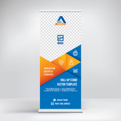 Wall Mural - banner roll-up design, business concept. graphic template roll-up for exhibitions, banner for presen