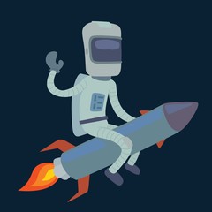 Wall Mural - Cute astronaut in space on rocket
