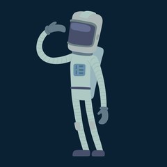 Wall Mural - Cute astronaut in space, working and having fun.