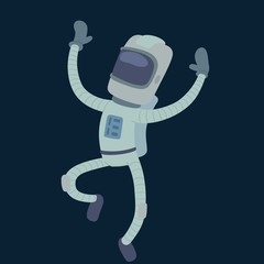 Wall Mural - Cute astronaut in space, working and having fun.