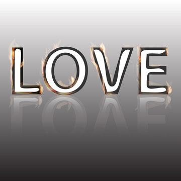 love letters on a gray background in the fire. Valentine s Day
