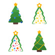 Flat colored christmas tree with star and garland set