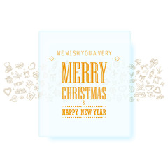 Poster - Winter holiday lettering greeting card with glass board. Merry c