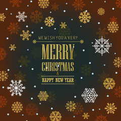 Poster - Winter holiday lettering greeting card with glass board. Merry c