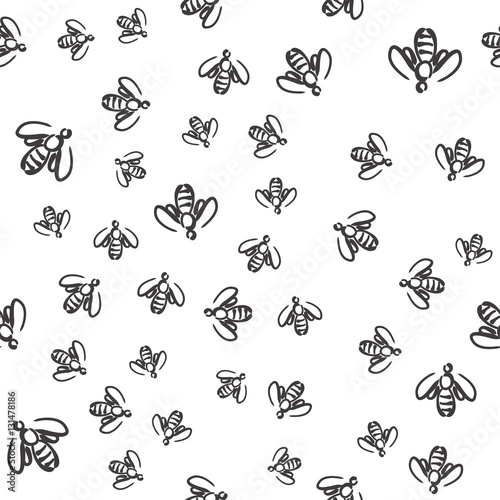 Cotton fabric seamless bee pattern
