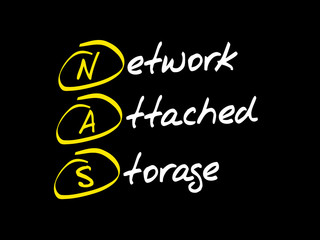 Aufkleber - NAS Network Attached Storage, acronym business concept
