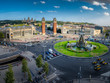 Panoramic view on placa Espanya in Barcelona in summer, Spain