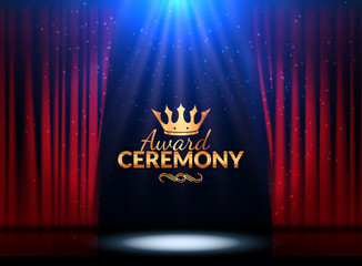 award ceremony design template. award event with red curtains. performance premiere ceremony design
