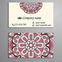 Invitation, business card or banner with text template. Round fl