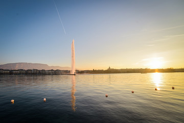 Wall Mural - General view of Geneva/The city of Geneva, the Leman Lake and the Water Jet, in Switzerland, Europe, general and aerial view