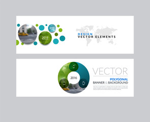 Wall Mural - Vector set of modern horizontal website banners with points circ