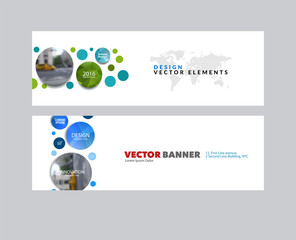 Wall Mural - Vector set of modern horizontal website banners with points circ