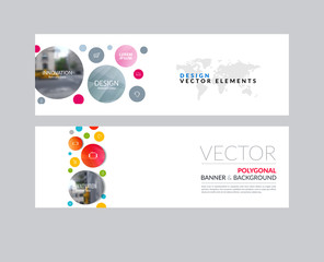 Wall Mural - Vector set of modern horizontal website banners with points circ
