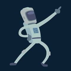 Wall Mural - Cute astronaut in space, working and having fun.