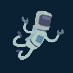 Wall Mural - Cute astronaut in space, working and having fun.