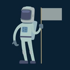 Wall Mural - Cute astronaut in space, working and having fun.
