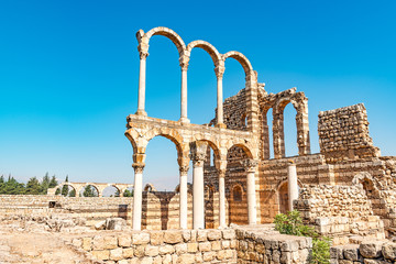 Wall Mural - Great Palace of Umayyad Palace at Anjar in Lebanon. It is located about 50km east of Beirut and has led to its designation as a UNESCO World Heritage Site in 1984.