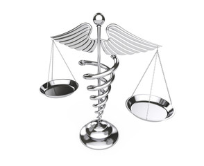 Poster - Silver Medical Caduceus Symbol as Scales. 3d Rendering