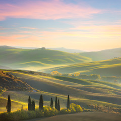 unique sundown tuscany landscape