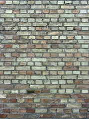 Industrial background, empty grunge urban street with warehouse brick wall