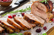 © myviewpoint - delicious roast  in oven turkey roulade cut in slices
