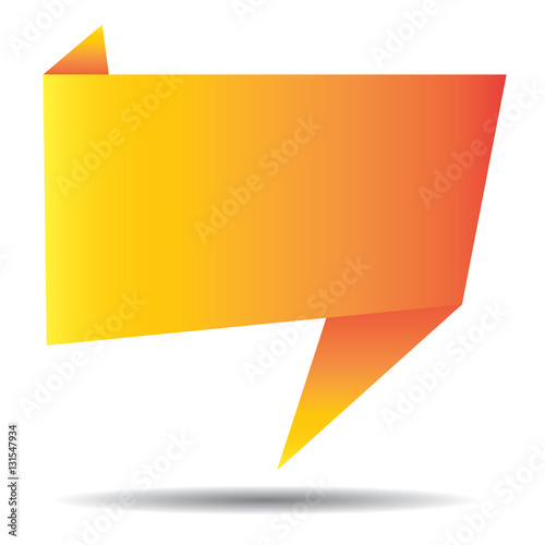 Orange Origami Banner Isolated On White Background Colorful Pop