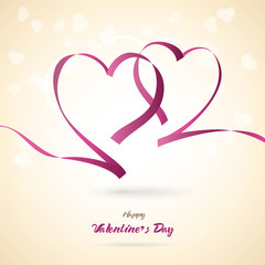 Wall Mural - valentine ribbon hearts - vector love card / background