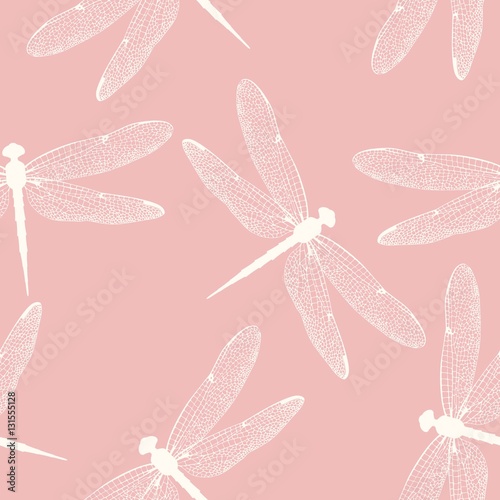 Cotton fabric Dragonflies seamless background