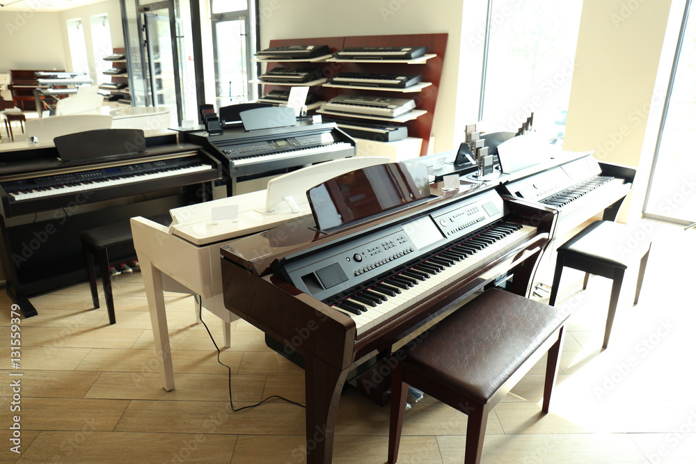 Piano in music shop