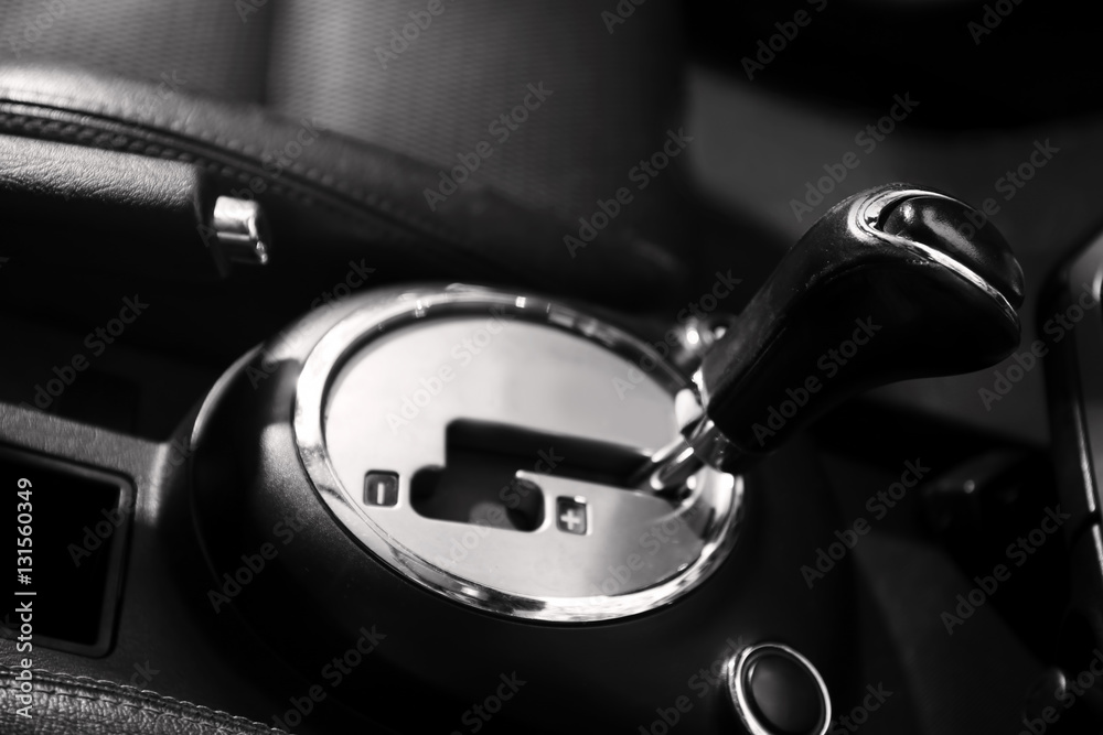 Closeup of car gearbox