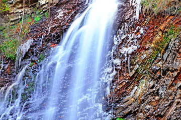 Canvas Print - View of beautiful waterfall in mountains